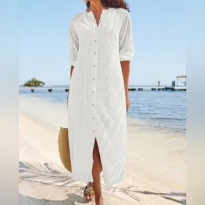 White Lace Shirt Dress